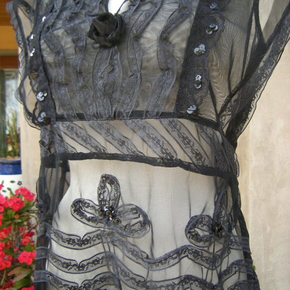 Upcycled One Of A Kind Black Sheer Sexy Top - MEDIUM - Picture 5 of 7